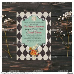 Vintage Alice in Wonderland Bridal Shower Invitation