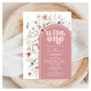 Wildflower Wild One Birthday Invitation