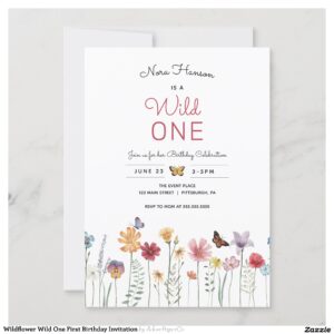 Wildflower Wild One First Birthday Invitation