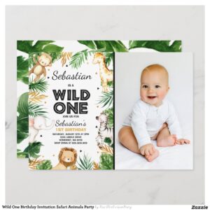 Wild One Birthday Invitation Safari Animals Party