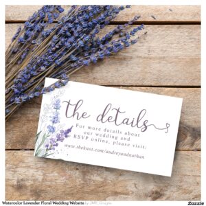 Watercolor Lavender Floral Wedding Website Enclosure Card