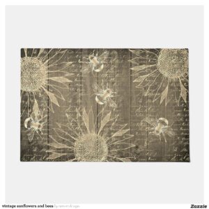 vintage sunflowers and bees doormat