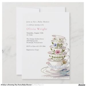 A Baby is Brewing Tea Party Baby Shower Invitation