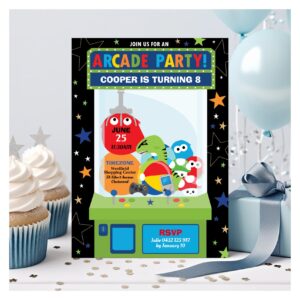 Arcade Birthday Party Video Game Boy Invitation