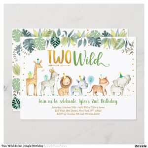 Two Wild Safari Jungle Birthday Invitation