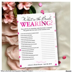 What is the bride wearing game Magenta Confetti Invitation