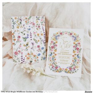 TWO WILD Bright Wildflower Garden 2nd Birthday Invitation