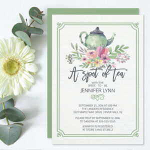 Watercolor Bridal Shower Spot of Tea Shower Invite