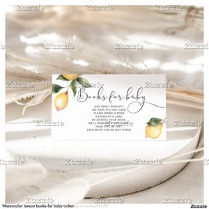 Watercolor lemon books for baby ticket enclosure card