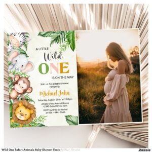 Wild One Safari Animals Baby Shower Photo Invitation
