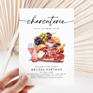 Watercolor Charcuterie Cheese Board Bridal Shower Invitation