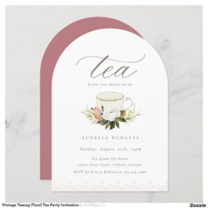 Vintage Teacup Floral Tea Party Invitation