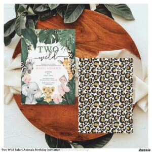 Two Wild Safari Animals Birthday Invitation