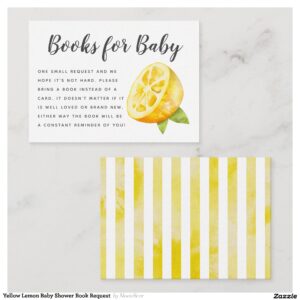 Yellow Lemon Baby Shower Book Request Enclosure Card