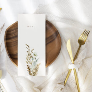 Watercolor Dusty Blue Greenery Wedding Dinner Menu