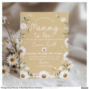 Vintage Daisy Mommy To Bee Baby Shower Invitation
