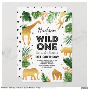 Wild One Birthday Invitation Safari Animals Party
