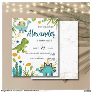 Budget Kids T Rex Dinosaur Birthday Invitation