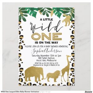 Wild One Leopard Skin Baby Shower Invitation