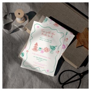 Whimsical Hand Drawn Tea Party Bridal Shower Invitation