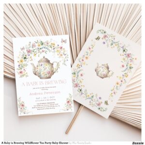A Baby is Brewing Wildflower Tea Party Baby Shower Invitation