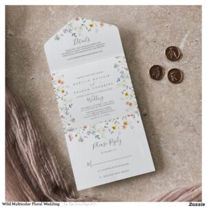 Wild Multicolor Floral Wedding All In One Invitation