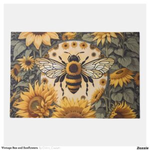 Vintage Bee and Sunflowers Doormat