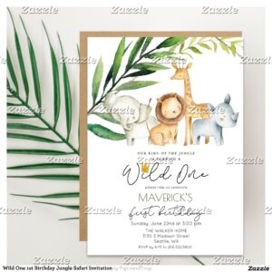 Wild One 1st Birthday Jungle Safari Invitation