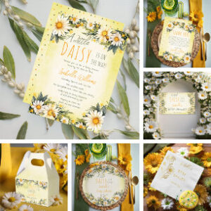 A Little Daisy Is On The Way Floral Baby Shower Invitation