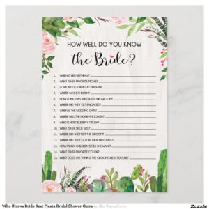 Who Knows Bride Best Fiesta Bridal Shower Game Invitation