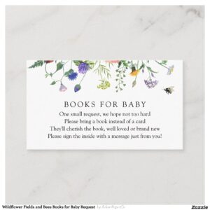 Wildflower Fields and Bees Books for Baby Request Enclosure Card